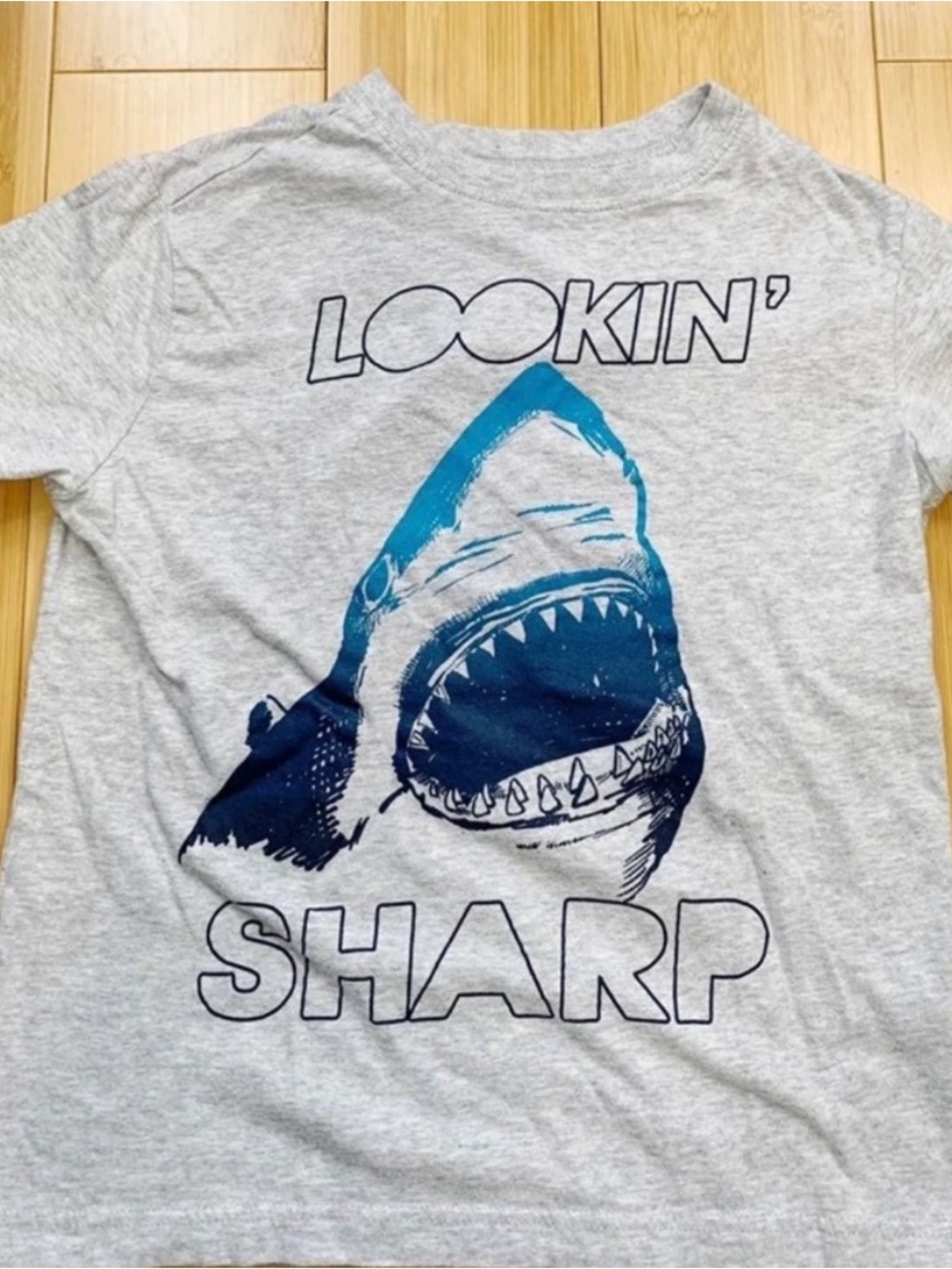 Crazy 8 Grey Tee with Blue Shark Graphic